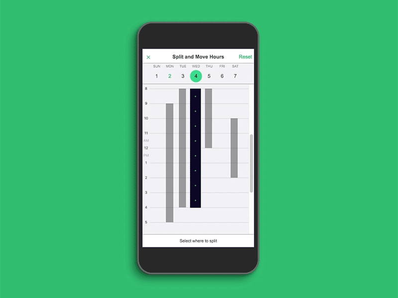 Split Shift - Made in Webflow calendar css html mockup prototype shift split webflow