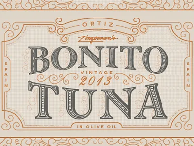 Ortiz Bonito Tuna packaging typography vintage