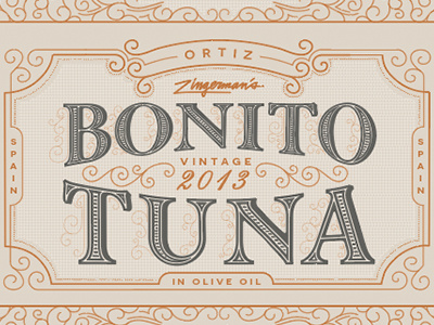 Ortiz Bonito Tuna packaging typography vintage