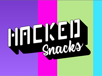 Hacked Snacks "80's tech" 80s bold bright food food branding food logo fun hacked logo design neon snack logos snacks