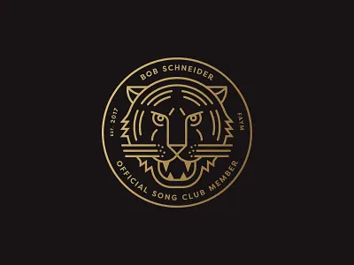 Song Club badge black and gold funk rock graphic design illustration musician rock sticker tiger vector