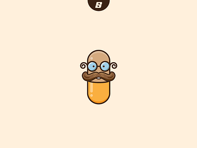 Pill Grandpa cartoon creative design flat grandpa illustration logo man old pill playful