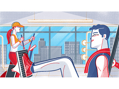 Spot Illustration for Marriott online magazine digital illustration freelance illustrator illustration marriott online magazine people at gym