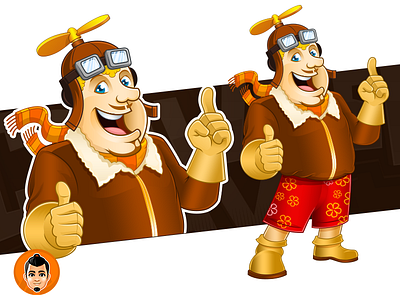 Baron Bob Mascot baron bob funny pilot propeller short smiling witty