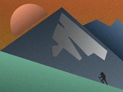 Hello Dribble! backpacking camping flat design hiking mountains outdoors poster vector