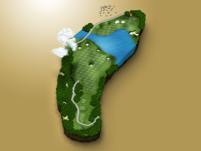 Hero Image - Scaled Real Life Golf Hole golf course model golf hole hero image illustration yardage book