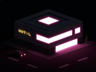 Lonely Hotel city cyberpunk dark glow hotel hotline miami neon night retro vice city