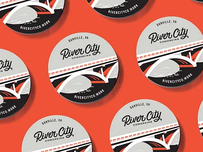 River City Coaster beer beverage branding bridge city coaster food identity restaurant retro river script