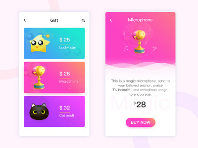 Gift interface app gift interaction ios live minimal show ui