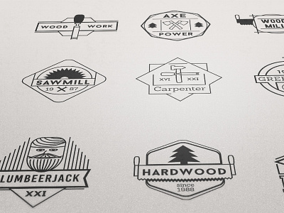 Wood Vector Badges Set badge forest logo lumbeerjack sawmill tree vector vintage wood
