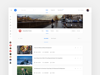 Video List dashboard ui ui kit ux