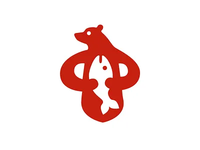 the bear and the fish bear design eat fish graphic graphicdesign icon its red simple