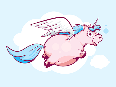 Pig-Unicorn blog post illustration illustrator pink unicorn