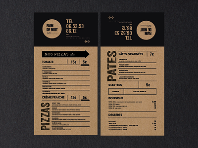 Menu_Faim_de_nuit black delivery food kraft livraison menu night nuit pizza pizzeria