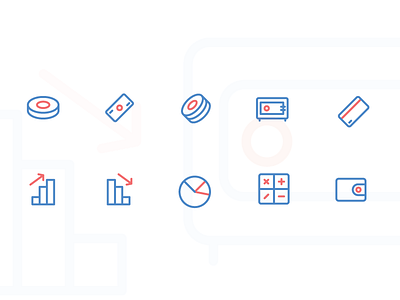 Finance Icons 2d coin icon illustration money outline