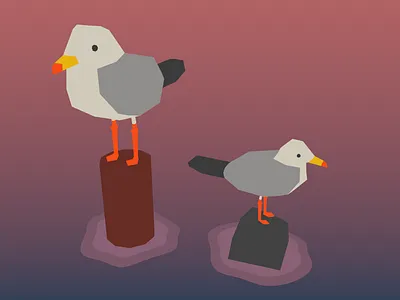 Seagulls bird gull llustration lowpoly sea seagull