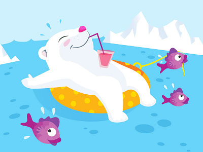 Summer cocktail fish iceberg life ring north pole polar bear sea summer swimming