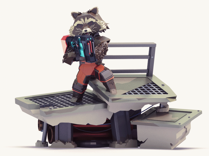 Rocket Raccoon 3d fanart gotg lowpoly rocketraccon
