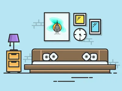 Bed Room art art work bed room bed room illustration behance dribbble flat colour flat design illustration