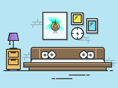 Bed Room art art work bed room bed room illustration behance dribbble flat colour flat design illustration