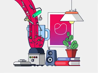 Blending a Smoothie blender craft hobby illustration juice office plants poster tech tools