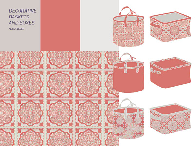 Quilt Basket basket gray grey home decor mockup quilt red surface design textile