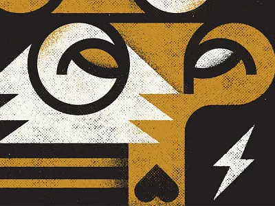 BF+SC Gig Illo bolt dark fox geometric gritty heart poster rockmusic shapes texture