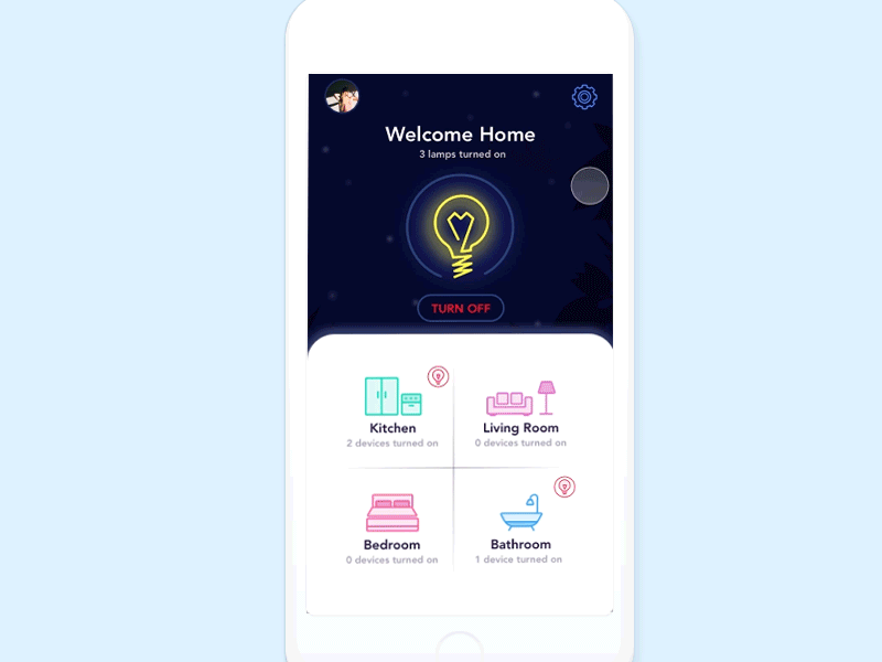 Room Settings Animation animation app chart icons ios light principle room settings smart home. home ui