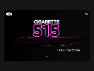 Cigarette Racing boat cigarette microsite neon neon letters neon type powerboat race boat racing speedboat web website