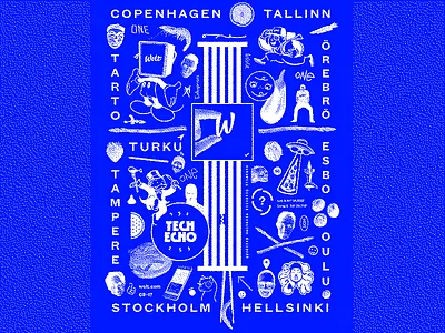 Blue bitmap montage nega poster blue food montage poster wolt