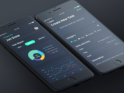 Todo_Create & Report Chart app chart create dark dashboard interface ios mobileapp schedule task todo ui