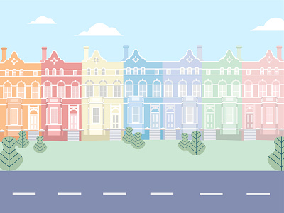 Notting Hill, London ai art colors design flat graphic home illustration london street trees vector