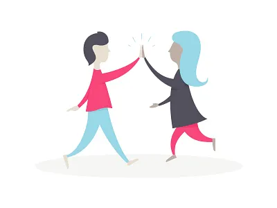 Partnership Illustration character co workers collaborate empty state high five illustration partner people vector