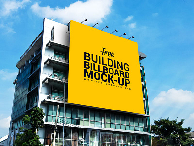 Free Outdoor Advertisement Building Billboard Mockup PSD advertising mockup branding mockup building mockup freebie mockup mockup psd outdoor mockup psd