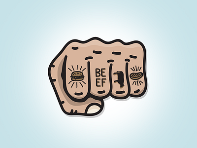 Beef Knucks beef fist knuckles tattoo vector