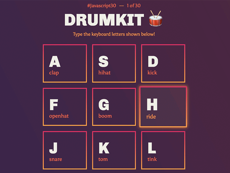 #JavaScript30 Day 1: JS Drum Kit drumkit drums javascript javascript30