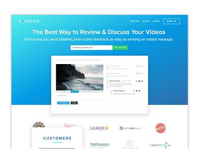 Vidhub.co Landing Page home page landing page saas startup vidhub