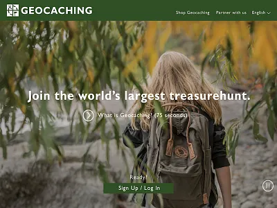 Daily UI #003 - Geocaching cta daily ui design geocaching landing page layout mvp redesign treasure hunt ui visual web