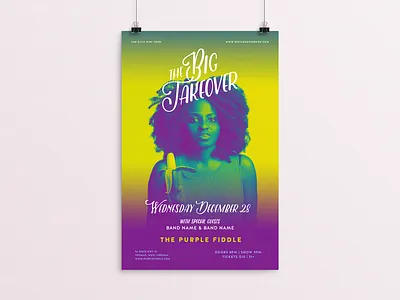The Big Takeover Gig Poster art direction banana band big takeover gig pop poster reggae silly girl surreal tour