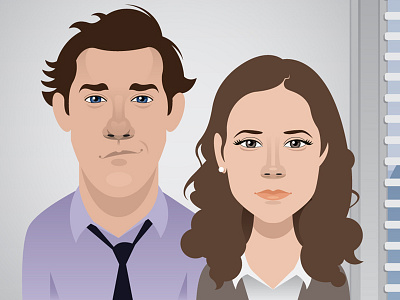 Jim and Pam Halpert Illustration caricature halpert illustration jim office pam simple stylized the office