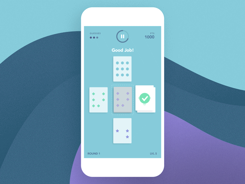Gameplay Animation animation cards clean flat game levels microinteraction mobile ui