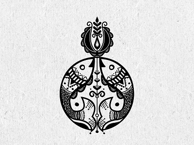 twin fish art folkart ink motif pattern sea tatto