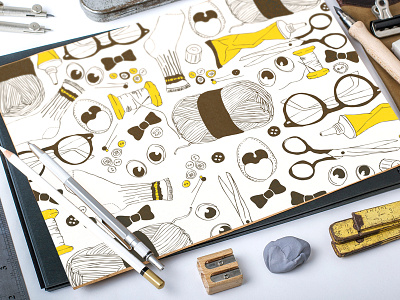 Hand Made Illustrated Pattern For Roei'S Puppets Brand illustration pattern