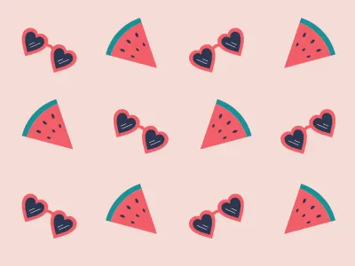 Summer Series Pattern cute icons pattern pink summer sunglasses vector watermelon