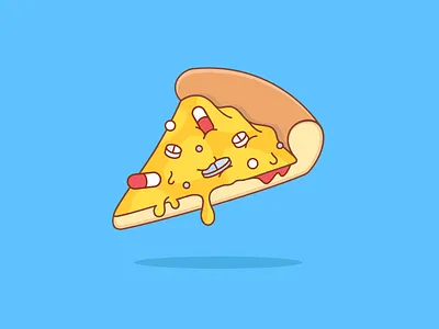 Pills Pizza cheese eat flat food illustration medicine pills pizza sick slice tasty vector
