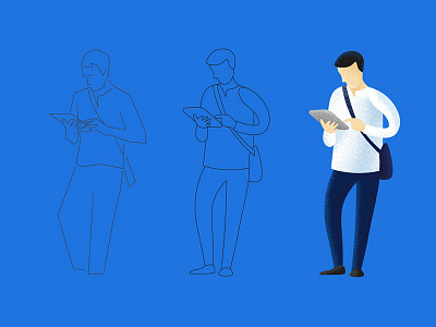 drawing process blue drawing illustration landing process vector