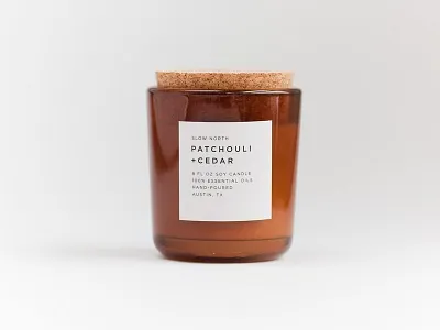 Patchouli + Cedar candle by Slow North candle gotham label product