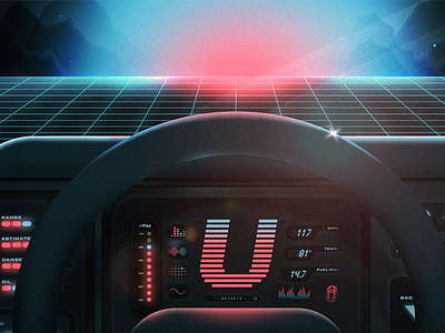 Back to the U-ture 36daysoftype 80s blue car neon nightrider pink tbt u