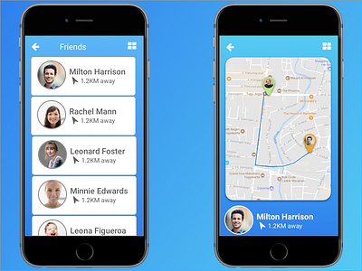 Daily UI Challenge #12 Friends Locator app challenge iphone locator map sketch app social ui user interface