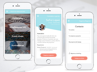 Freelancers app design categories form ios profile ui design